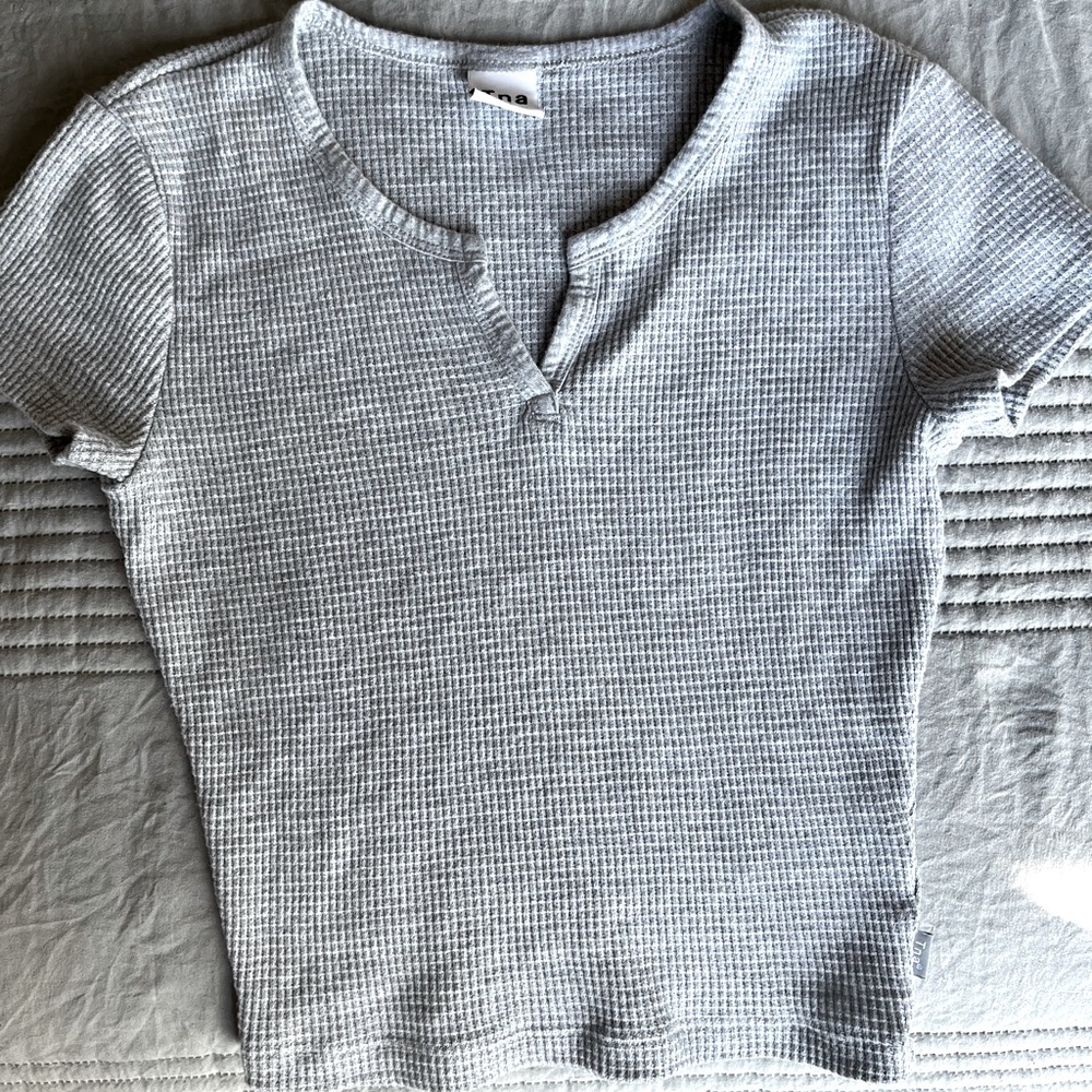 TNA waffle knit cropped top